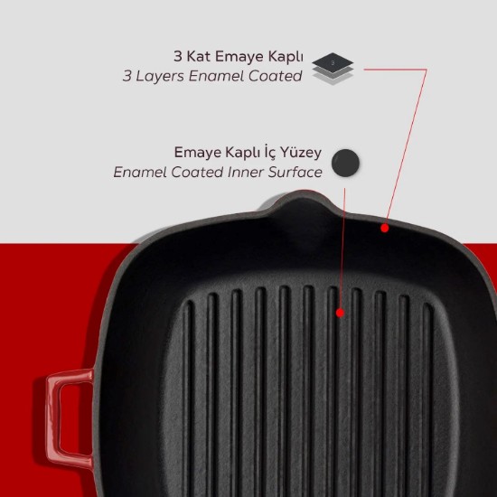 Lava grillserpenyő, méretei 28 x 28 cm, öntvény, "Glaze"