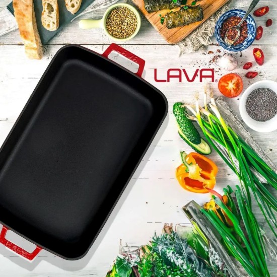 LAVA - Öntöttvas tálca, 29 x 21 cm, piros