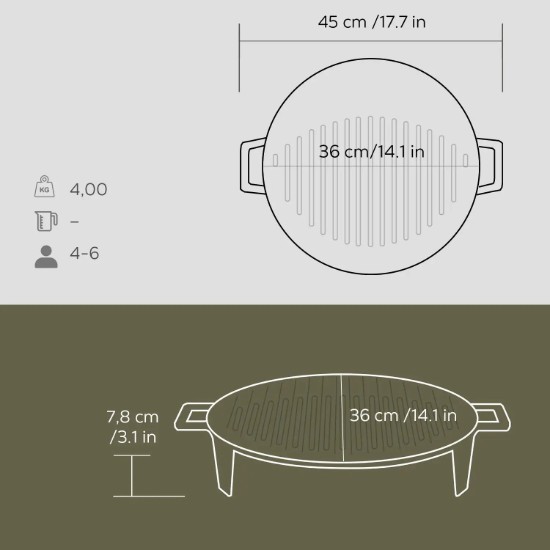 LAVA ~ 37 cm -es öntöttvas grill