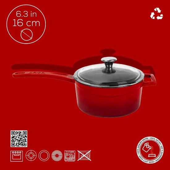 Lava öntvény lábas 16 cm, "Glaze", piros