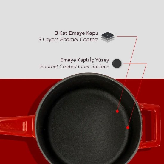 Lava öntvény lábas 16 cm, "Glaze", piros