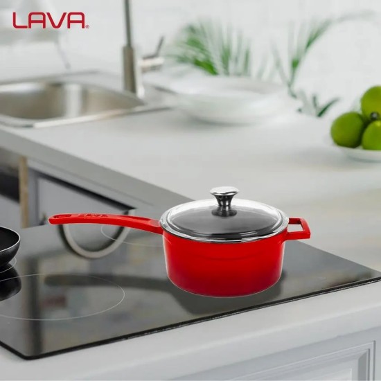 Lava öntvény lábas 16 cm, "Glaze", piros