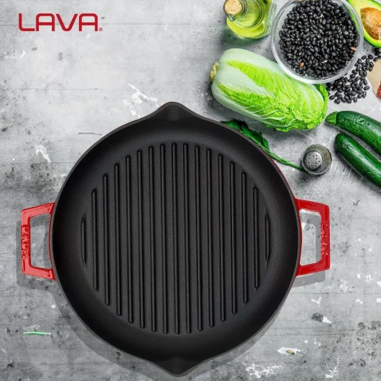 Lava Grill serpenyő 26 cmöntöttvas, piros