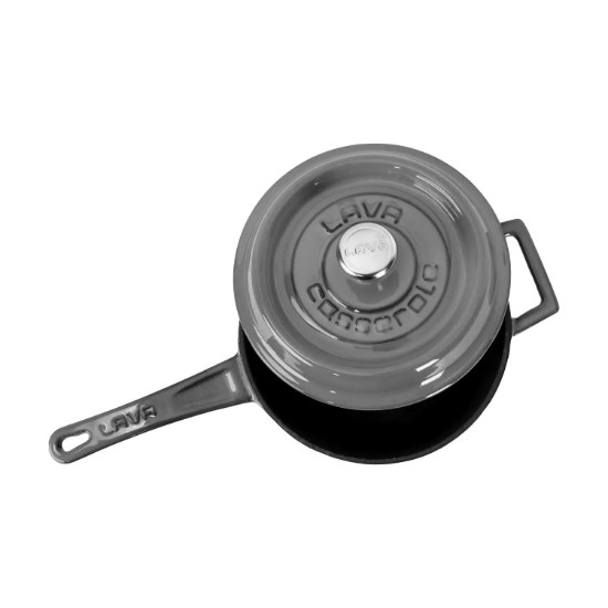 Öntöttvas szószos lábas,  18 cm, "Prémium", szürke - LAVA