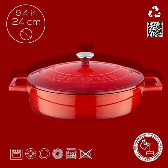 LAVA öntvény lábas, 24cm/2,47L, "Folk", piros