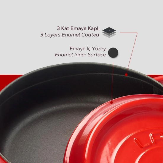 LAVA ~ Piros - 24 cm / 2.47 literes "Trendy" -  Öntöttvas lábas