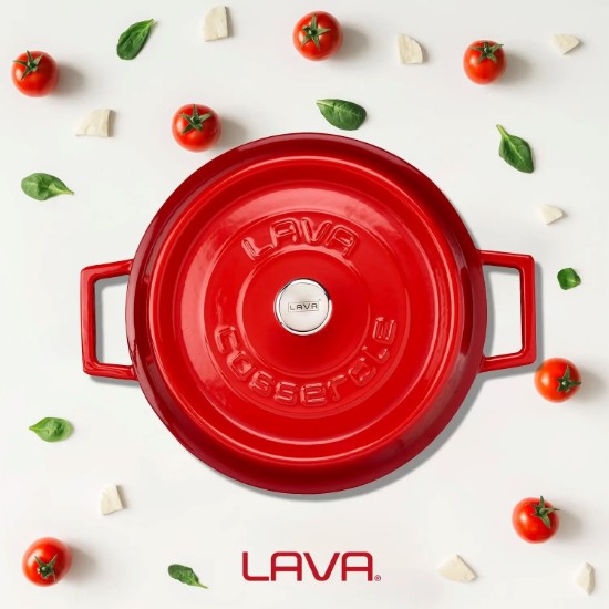 LAVA ~ Piros - 24 cm / 2.47 literes "Trendy" -  Öntöttvas lábas