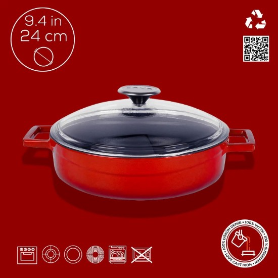 LAVA öntvény lába,s 24cm/2,47L ,"Glaze", piros