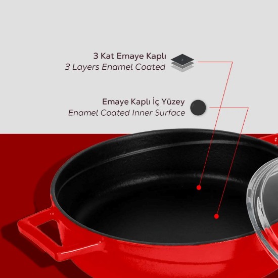 LAVA öntvény lába,s 24cm/2,47L ,"Glaze", piros