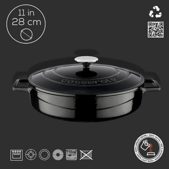 LAVA öntvény lábas, 28cm/3,5L "Folk", "Folk, fekete