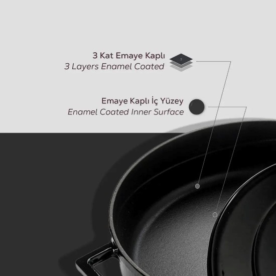 LAVA öntvény lábas, 28cm/3,5L "Folk", "Folk, fekete