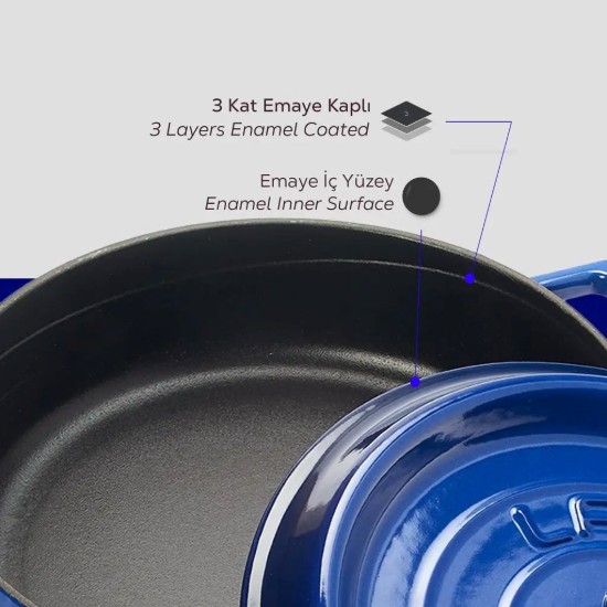 Serpenyő, öntöttvas, 28 cm / 3,5 l, "Trendy", kék - LAVA