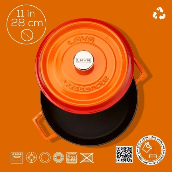 LAVA ~ narancs sárga - 28 cm / 3,5 literes "Trendy" öntöttvas lábas