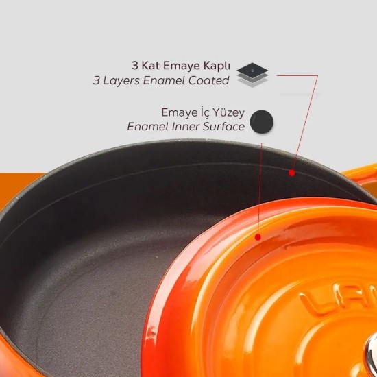 LAVA ~ narancs sárga - 28 cm / 3,5 literes "Trendy" öntöttvas lábas