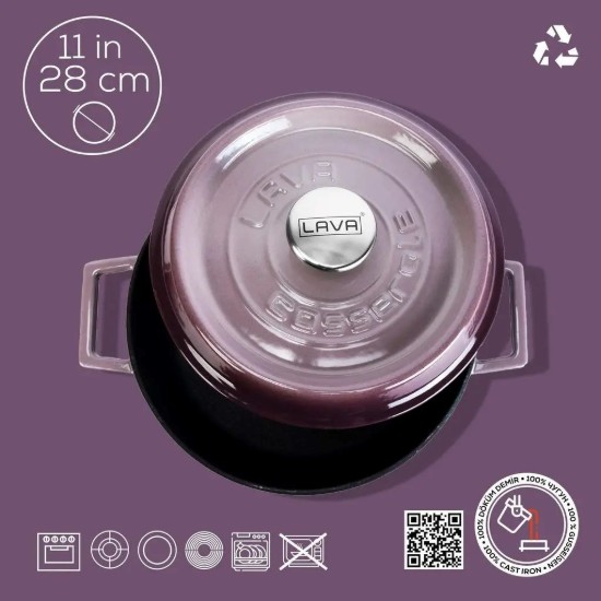 LAVA ~ lila - 28 cm / 3,5 literes "Trendy" öntöttvas lábas