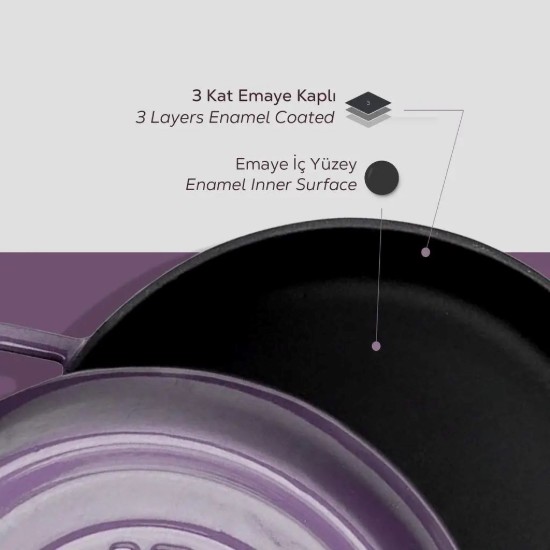 LAVA ~ lila - 28 cm / 3,5 literes "Trendy" öntöttvas lábas