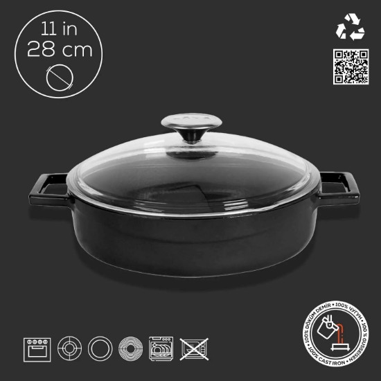 Lava öntvény lábas  28 cm, fekete