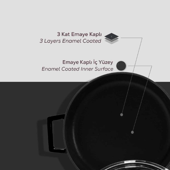 Lava öntvény lábas  28 cm, fekete