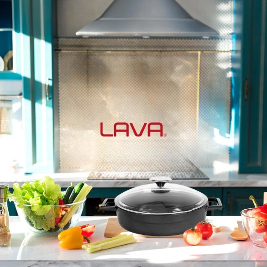 Lava öntvény lábas  28 cm, fekete