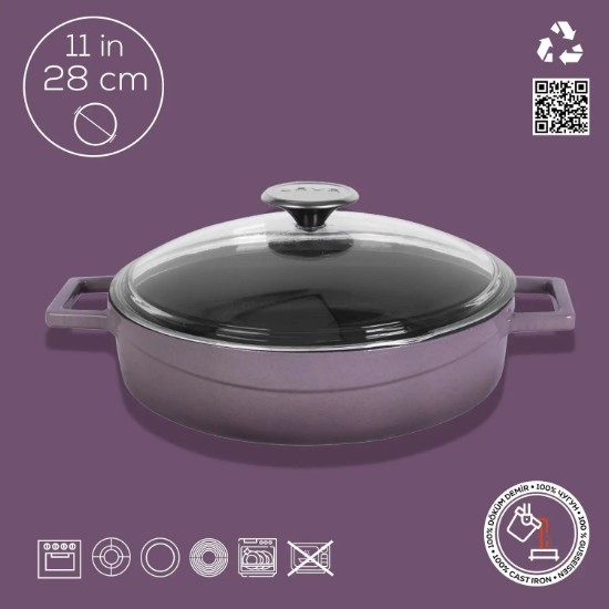 Lava öntvény lábas  28 cm, lila