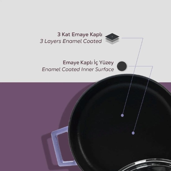 Lava öntvény lábas  28 cm, lila