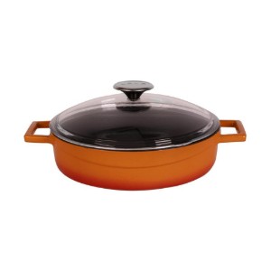 Serpenyő, "Máz" termékcsalád, öntöttvas, 28 cm, narancssárga szín - LAVA márka