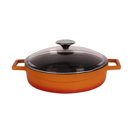 Serpenyő, "Máz" termékcsalád, öntöttvas, 28 cm, narancssárga szín - LAVA márka