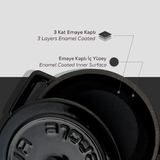 Lava öntvény lábas, 10cm/0,35L, "Folk", fekete