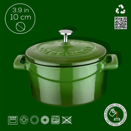 LAVA öntvény lábas, 10cm/0,35L "Folk", zöld