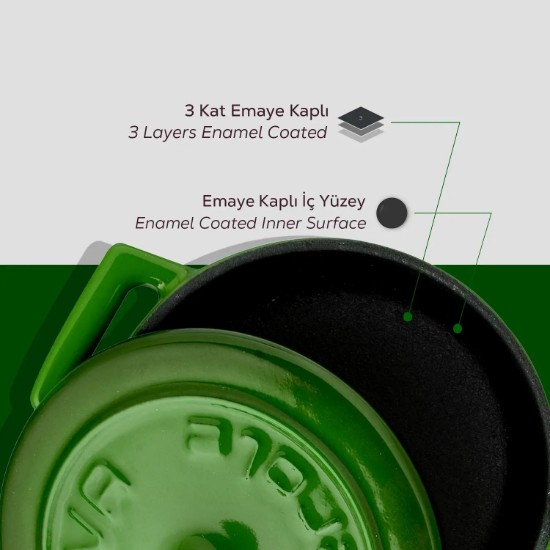 LAVA öntvény lábas, 10cm/0,35L "Folk", zöld