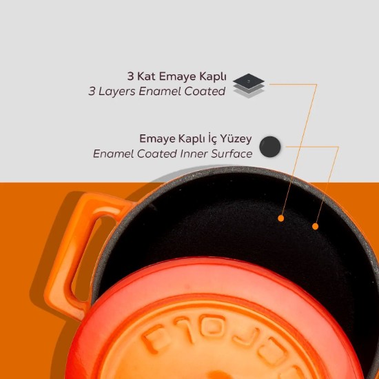 Lava öntvény lábas  10 cm, narancssárga