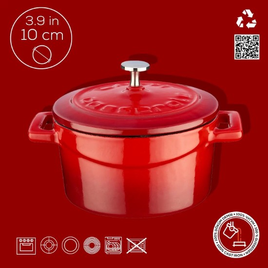 Lava öntvény lábas, 10cm/0,35L "Folk", Piros