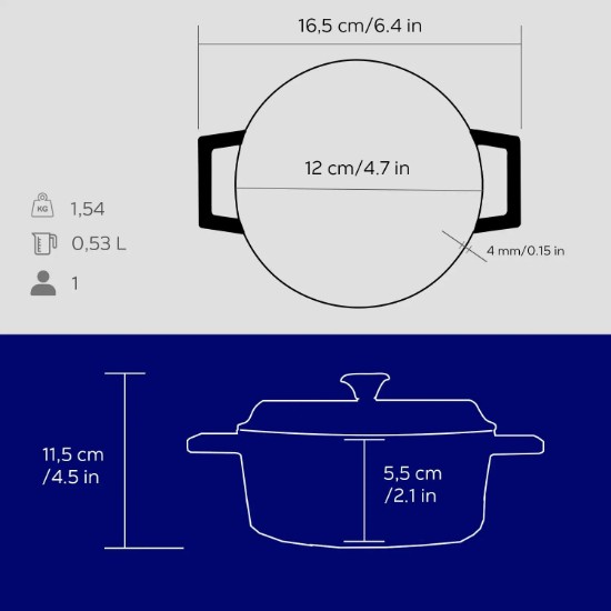 Lava öntvény lábas  12 cm, kék