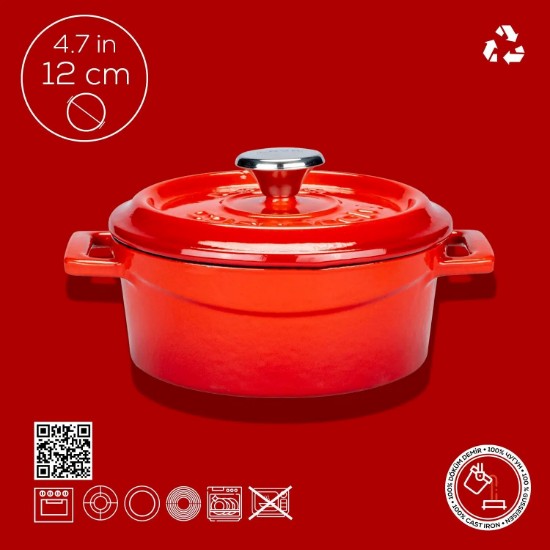 Lava öntvény lábas 12cm/0,53L, "Trendy", Piros