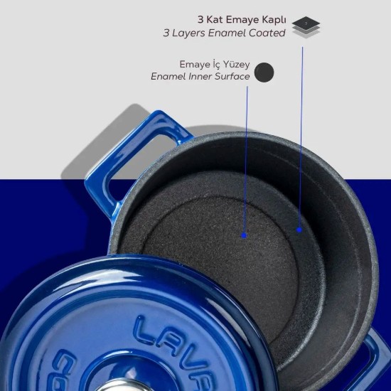 LAVA öntöttvas edény Kék, 14cm/0,8L, "Trendy"