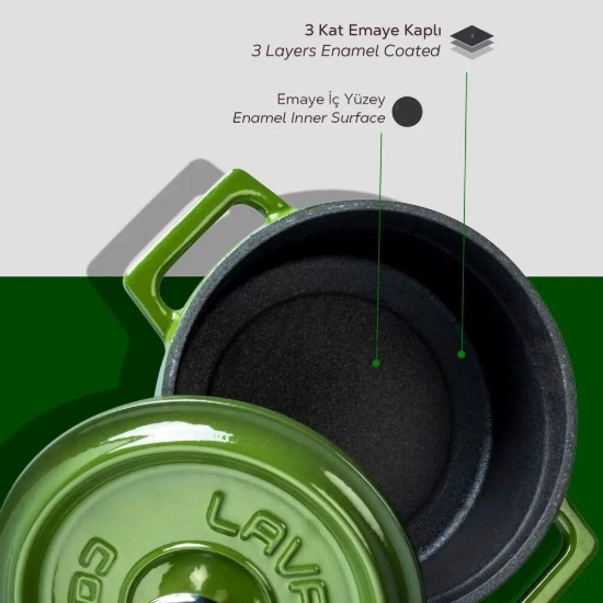 Lava öntvény lábas 14 cm, zöld