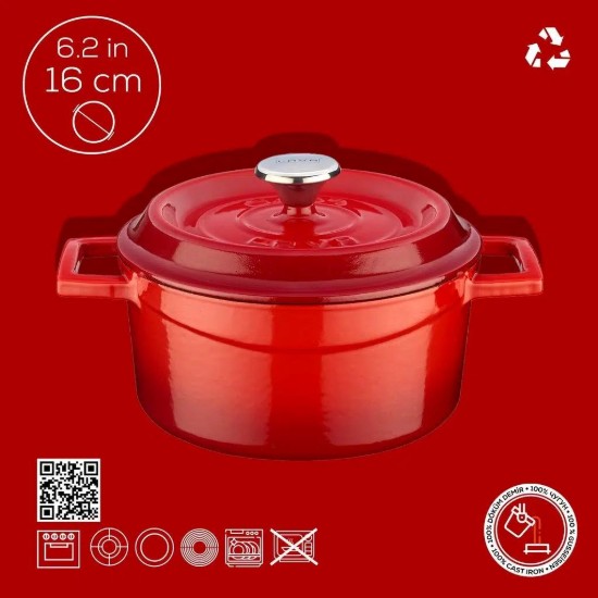 Lava öntvény lábas 16 cm, "Trendy", piros