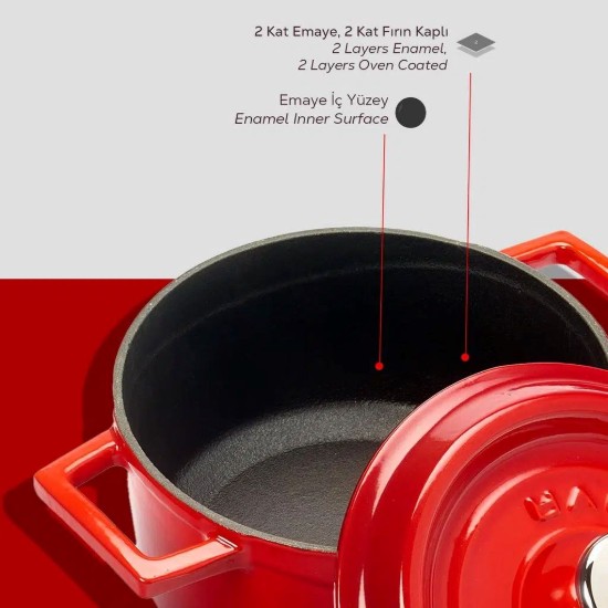 Lava öntvény lábas 16 cm, "Trendy", piros