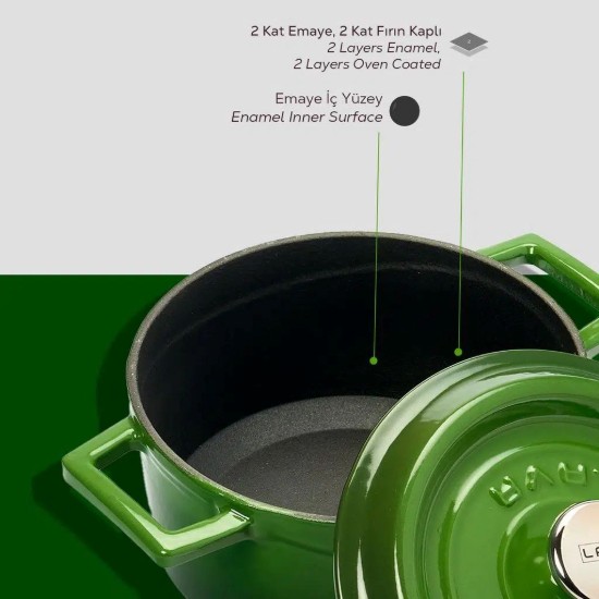 LAVA öntvény lábas, 16cm/1,33L "Trendy", zöld