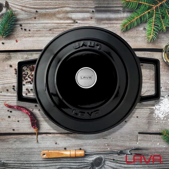 LAVA öntvény lábas, 20cm/2,82L "Folk", Fekete