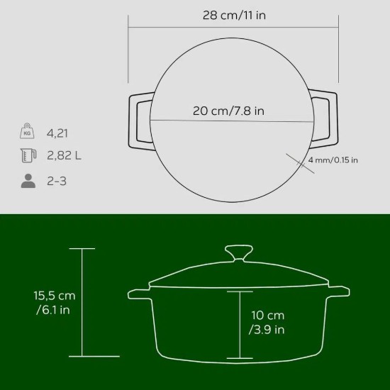 LAVA öntvény lábas 20 cm, zöld