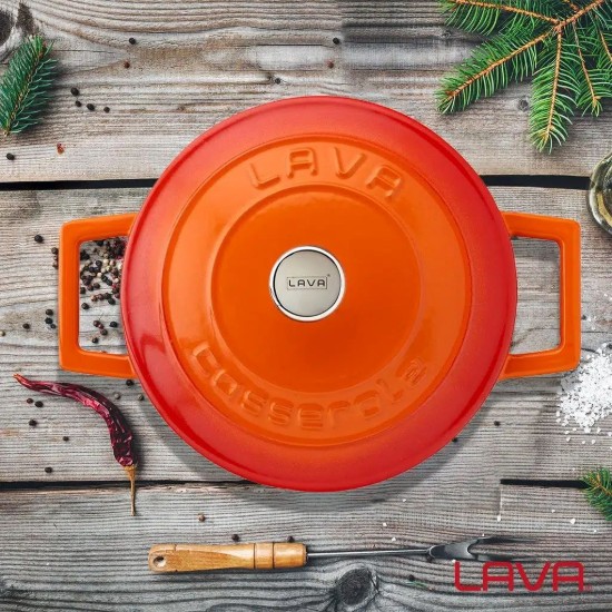 Serpenyő, 20 cm, öntöttvas, "Folk", narancssárga szín - LAVA márka