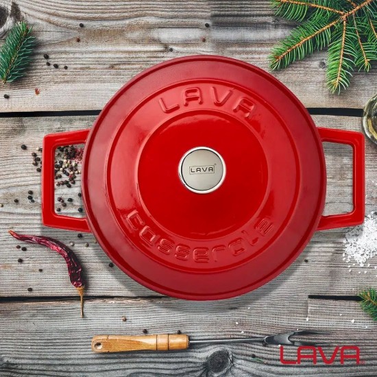 LAVA öntvény lábas, 20cm/2,82L, "Folk", piros