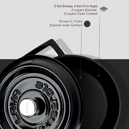 Lábas, öntöttvas, 20 cm,  "Trendy", fekete - LAVA