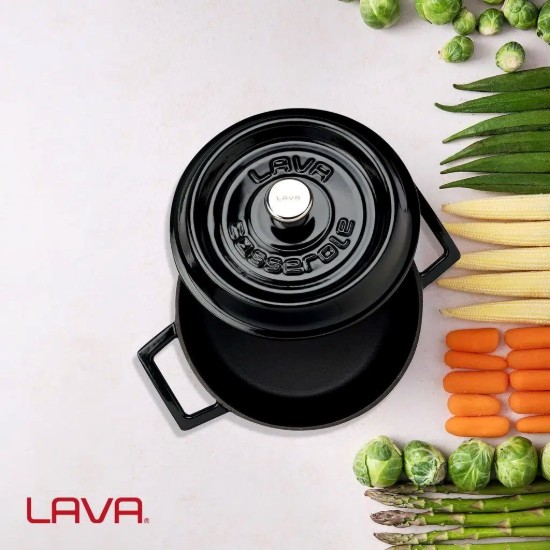 Lábas, öntöttvas, 20 cm,  "Trendy", fekete - LAVA