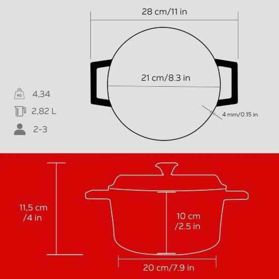 LAVA Vasedény 20cm/2,82L, "Trendy", piros