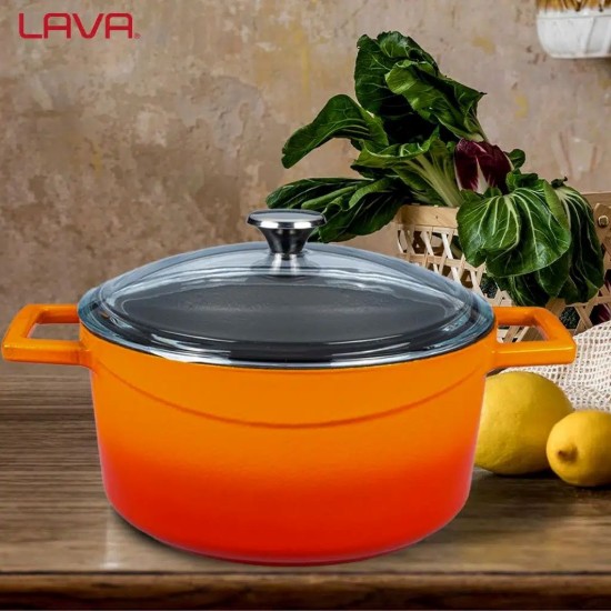 Öntöttvas lábas, 20cm/2,82L "Glaze", Narancsszín - LAVA
