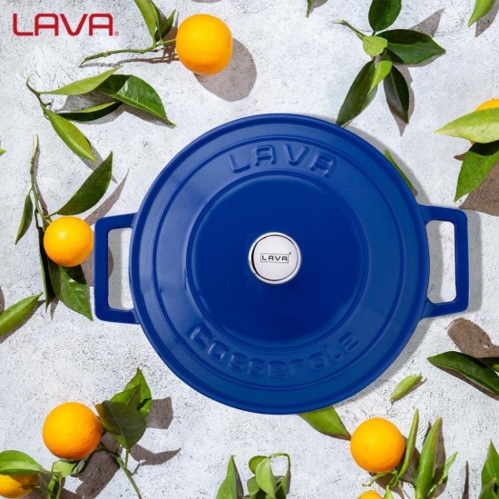 Lava öntvény lábas, 22cm/3,4L, "Folk", kék