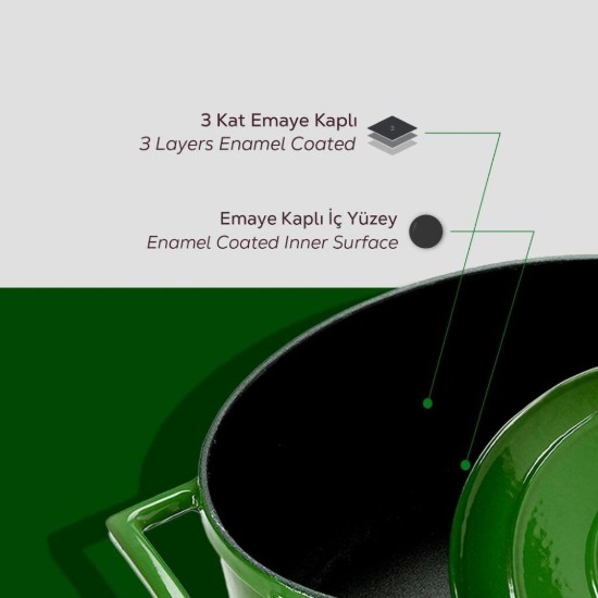 LAVA öntvény lábas, 22cm/3,4L "Folk", zöld