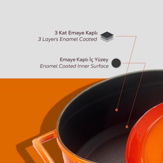 LAVA öntvény lábas, 22cm/3,4L "Folk", Naracssárga